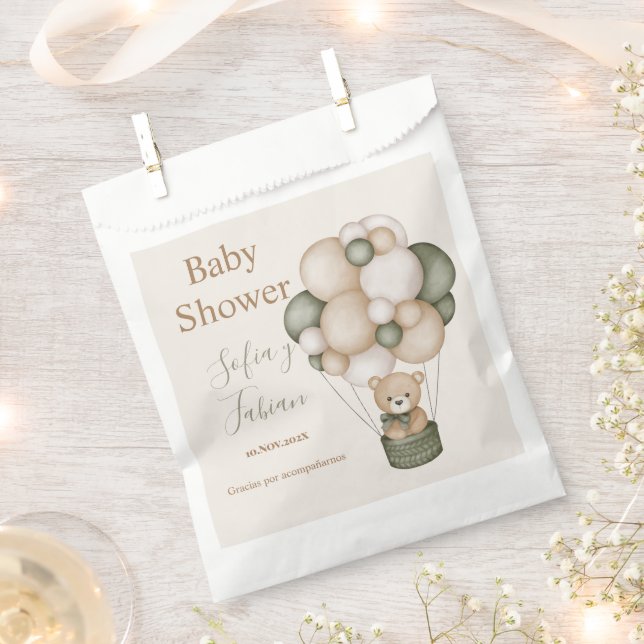 Bolsa De Papel Teddy Bear Spanish Baby Shower Boy Favour Bags (Clipped)