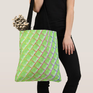 Bolsa verde claro com 'emenda colorida, e relevo' tote bag