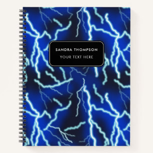 Bolt Electricity Thunderstorm Night Sky Notebook