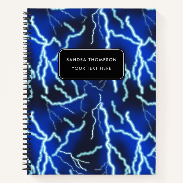 Bolt Electricity Thunderstorm Night Sky Notebook (Front)