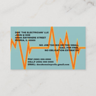 BOLT OF ELECTRICITY ELECTRICIAN'S BUSINESS CARDS