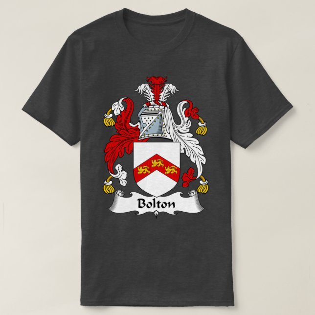 Bolton Coat of Arms Family Crest  T-Shirt (Design Front)
