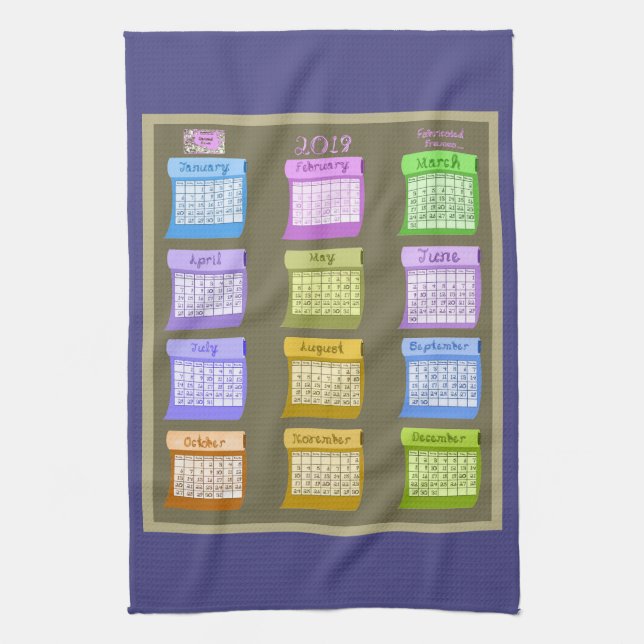 Bolts of fabric kitchen tea calendar towel 2019 (Vertical)