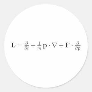 Boltzmann equation, black classic round sticker