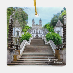 Bom Jesus Braga Sanctuary photo, with prayer Ceramic Ornament