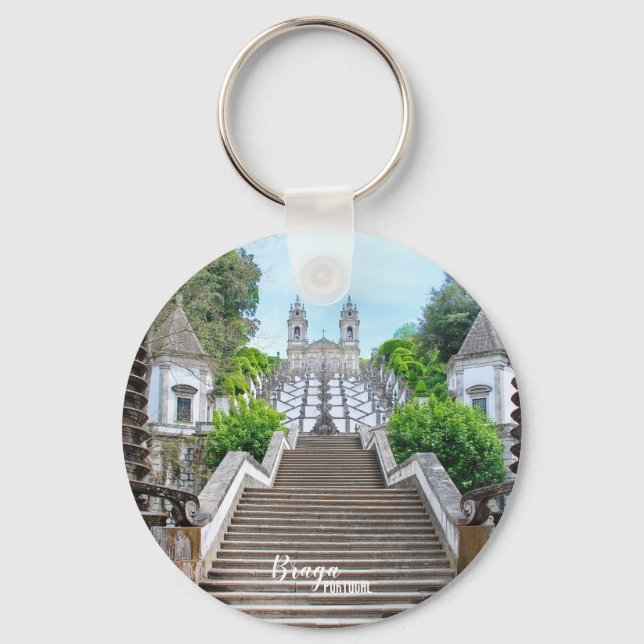 Bom Jesus Braga Sanctuary photo, with prayer Key Ring (Front)