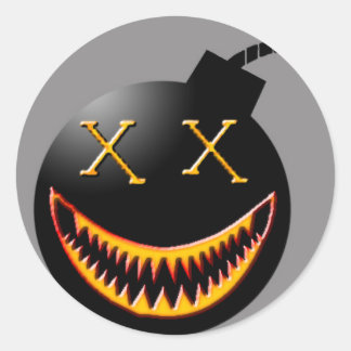 bomb face classic round sticker