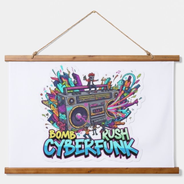 bomb rush cyberfunk hanging tapestry (Front)