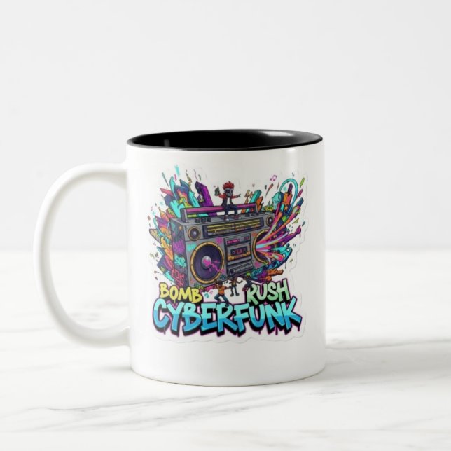 bomb rush cyberfunk Two-Tone coffee mug (Left)