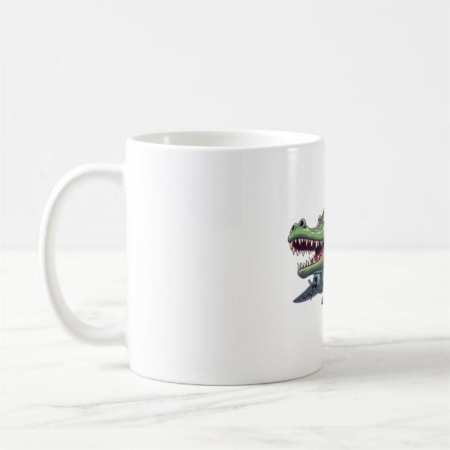  Bombardino Crocodilo — Teeth First, Questions Lat Coffee Mug (Left)