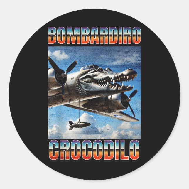 Bombardiro Crocodilo Funny Trendy Italian Brainrot Classic Round Sticker (Front)