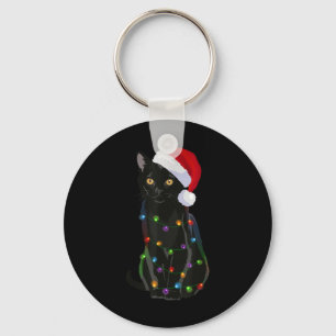 Bombay Cat Christmas Lights Xmas Cat Lover Santa H Key Ring