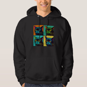 Bombay Cat Pop Illustration Colorful Animal Women Hoodie
