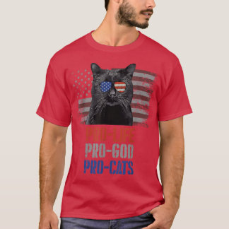 Bombay Cat Pro Life Pro God Pro Cats American Flag T-Shirt
