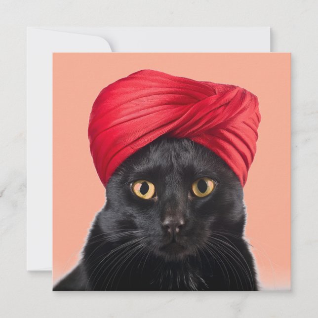 Bombay Cat Wearing A Turban Invitation (Front)