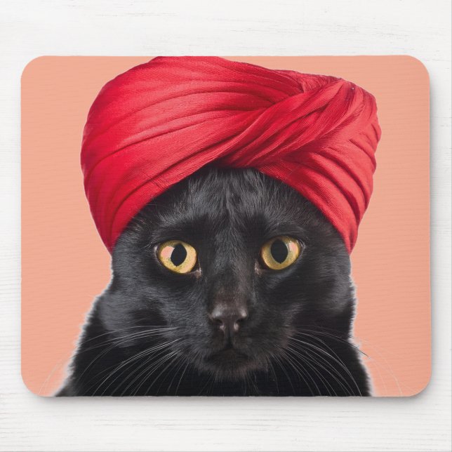 Bombay Cat Wearing A Turban Mouse Pad (Front)