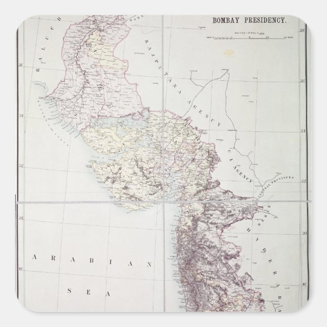 Bombay Presidency, 1890 Square Sticker (Front)