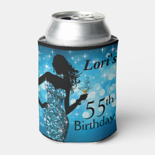 Bombshell Glitter Bling Sparkle Birthday   blue Can Cooler