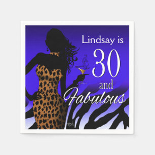 Bombshell Leopard 30th Birthday blue Napkin