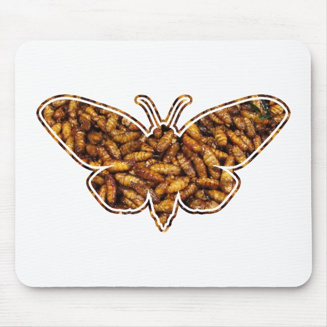 Bombyx Mori Silk Moth Life Cycle Silhouette Mouse Pad (Front)