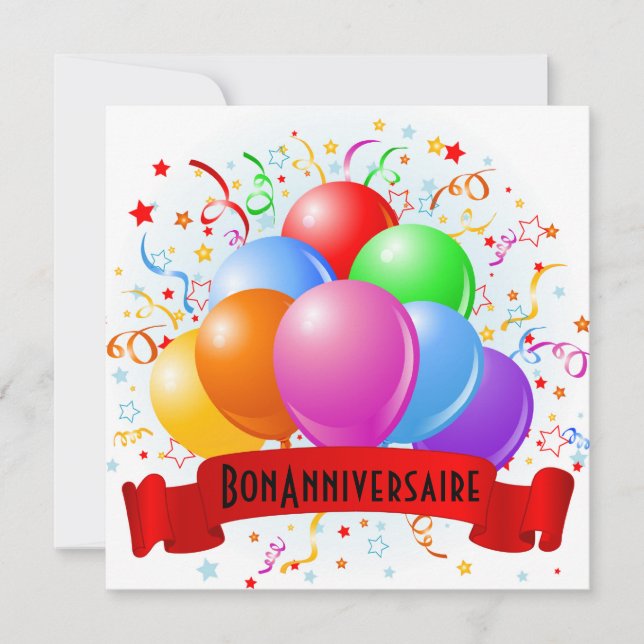 Bon Anniversaire French Birthday Card (Front)