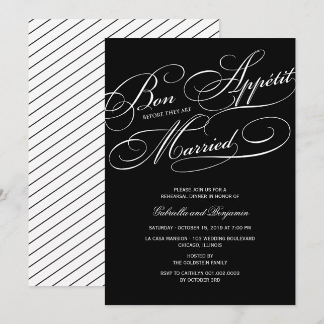 Bon Appetit Before Married Rehearsal Dinner Invite (Front/Back)