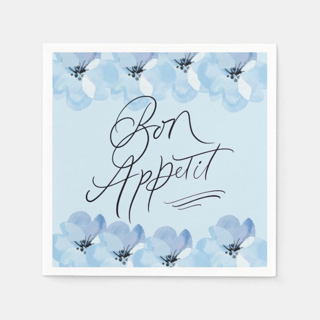 Bon Appetit Blue Floral Napkin (Front)