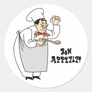 bon appetit classic round sticker