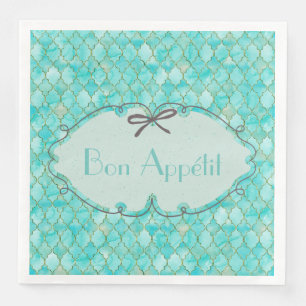 Bon Appétit -costumized Aqua Gold Maroccan pattern Napkin