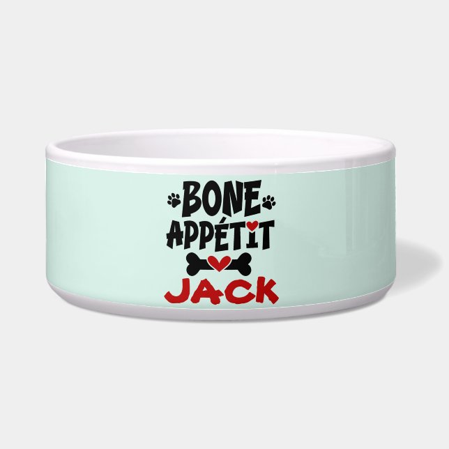 Bon Appetit Dog Bowl with Name (Front)