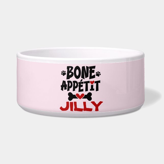 Bon Appetit Dog Bowl with Name (Front)
