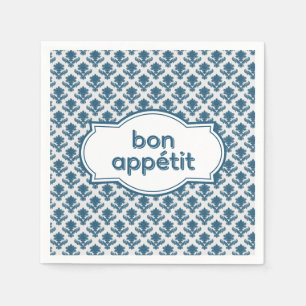 Bon Appetit Elegant French Tapestry Blue White Napkin