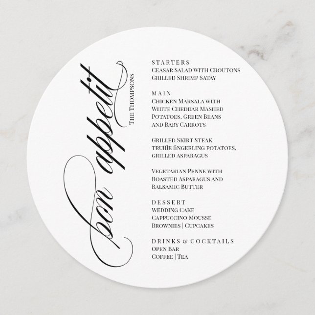 Bon Appetit elegant Menu  (Front)