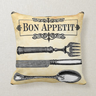 Bon Appetit French Table Setting Decorative Pillow