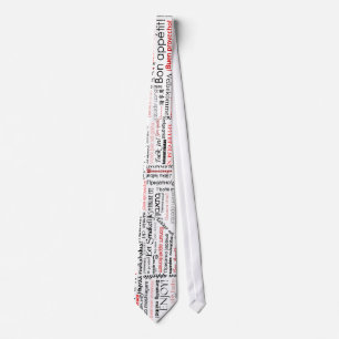 Bon appetit in many different languages typography tie
