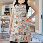 Bon Appetit Kitchen Tools Food Custom Text Chef's<br><div class="desc">A fun apron featuring kitchen tools, cooking ingredients and two lines of custom text, Add a person's name, business name or delete the text and rectangle and just have the pattern. Perfect as a birthday gift, apron for small business restaurant and cafe owners, budding chefs, hostess and bridal shower gifts...</div>