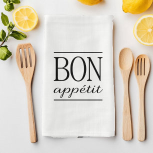BON APPETIT Typography Foodie Quote Tea Towel