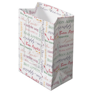 Bon Appetit Vintage French Bistro Pattern Medium Gift Bag