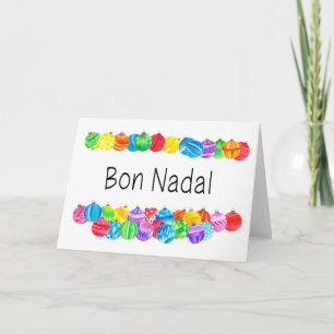 Bon Nadal Catalan Christmas baubles, watercolor Holiday Card