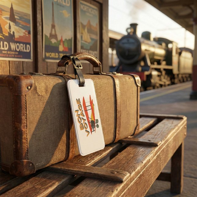 Bon Voyage Biplane Vintage Aeroplane Luggage Tag (Creator Uploaded)