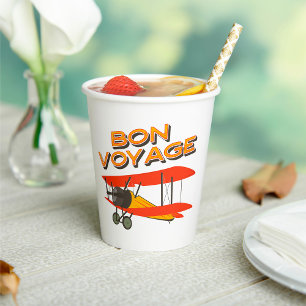 Bon Voyage Biplane Vintage Aeroplane Paper Cups