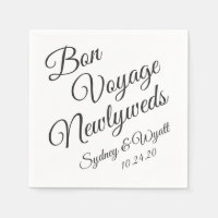 Bon Voyage Black n White Personalised Party Napkin