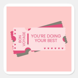Bon Voyage Card,Good Luck Travel Card Square Sticker