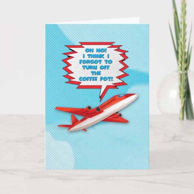 Bon Voyage Enjoy Vacation Funny Plane in Sky Card (Front)