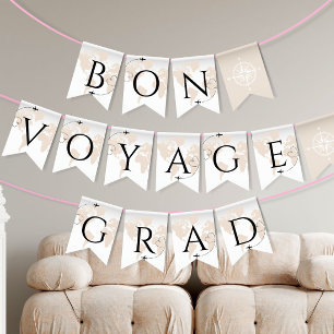 Bon Voyage Grad Adventure world map graduation Bunting