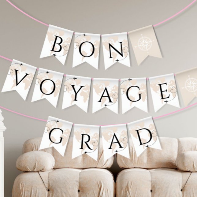 Bon Voyage Grad Adventure world map graduation Bunting (Creator Uploaded)