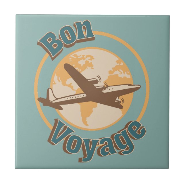 Bon Voyage Let's travel the world design Tile (Front)