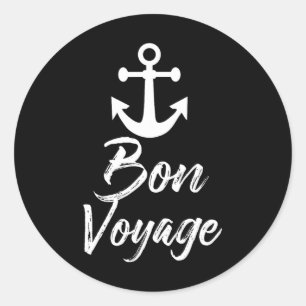 Bon Voyage Nautical Anchor Cruise Ship Graphic For Classic Round Sticker