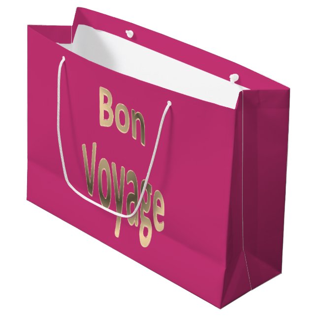 Bon Voyage on Dark Rose Large Gift Bag (Front Angled)