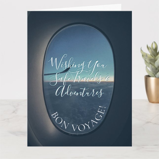 Bon Voyage! Window Seat Evening Sky Travels Wishes Card (Small Plant)